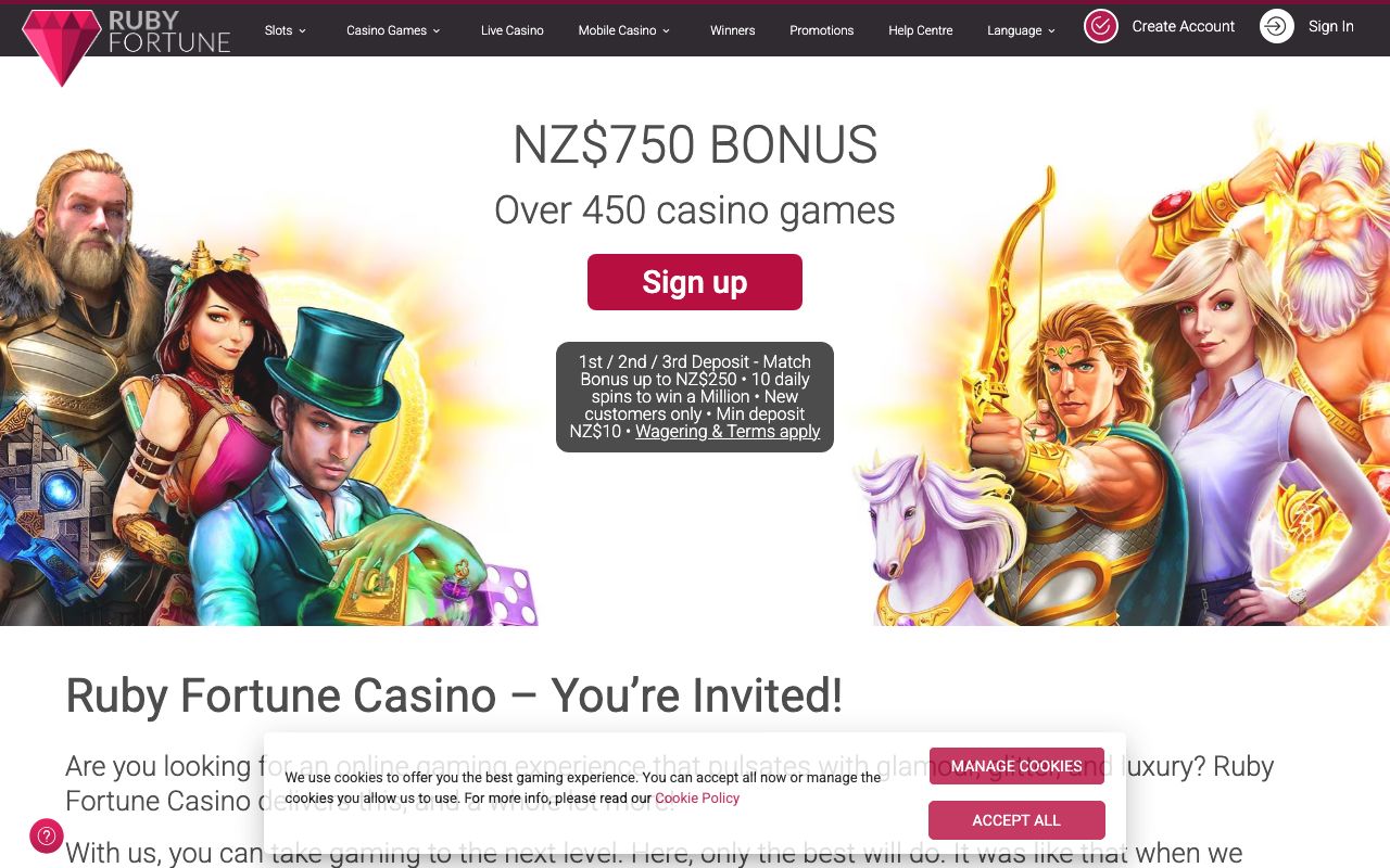 Ruby Fortune Casino homepage preview